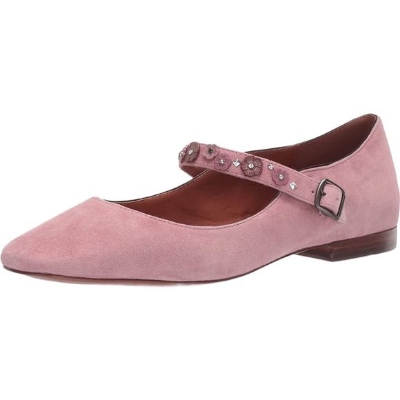 COACH Dusty Rose Flower Stud Suede Leather Mary Jane Flats Size 5.5 NWOB - Picture 4 of 13